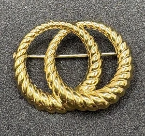 Doppelkreis Seil Jakobsmuschel Brosche Anstecknadel Vintage signiert  - Bild 1 von 10