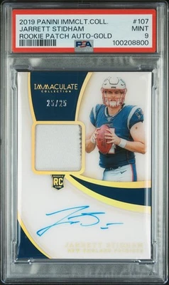 2019 Immaculate Collection Jarrett Stidham Rookie Patch Auto Gold /25 #107 PSA 9 - Image 1 of 4