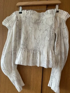 BNWOT All Saints Dover Lara Top Size UK 14 US 10 off shoulder bardot big sleeves - Picture 1 of 11