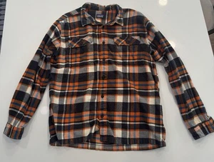 Patagonia Fjord Flannel Long Sleeve Shirt Orange Brown Blue XL - Picture 1 of 2