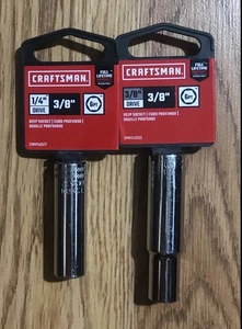 CRAFTSMAN Standard (SAE) 3/8 Deep Well Sockets 1/4 & 3/8” Drive Set of 2 NEW - Picture 1 of 8