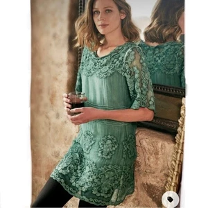 Nuevo con etiquetas Vestido túnica de seda Tessa Soft Surroundings bordado talla grande festivo  - Imagen 1 de 9