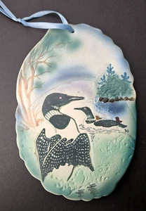 Loons On Lake Hand-Painted Ceramic "One Off Studio" N.S. Canada Wall Hanging - Picture 1 of 17