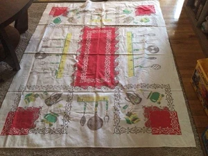 Vintage Tischdecke, mehrfarbig, rechteckig groß. Lesen - Bild 1 von 7