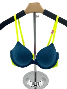Victoria's Secret Pink Bra Wear Everywhere Demi 11058334 32DD Aqua & Yellow - Picture 1 of 4