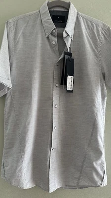 junk de luxe cotton melange short sleeve shirt gray Mens Size S $135 NWT - Image 1 of 4