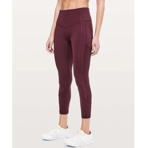 Lululemon All The Right Places High Rise Crop 23 Leggings Women’s 6 Maroon Yoga - Picture 1 of 6