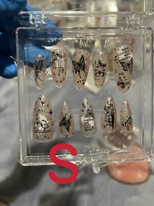 tips per unghie finte/farfalla/luccicante/glitter/rosa trasparente/elegante - Foto 1 di 3