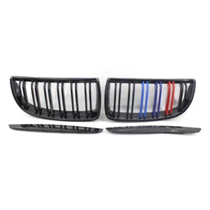 2x Frontgrill Doppellinien-Kühlergrill M-Farbe Nieren Für BMW 3er E90 05-08 - Bild 1 von 7