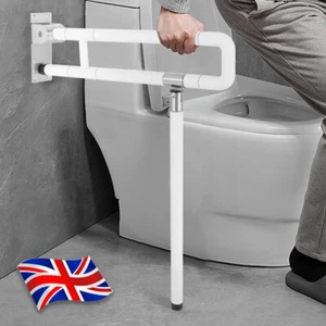 2x Safety Hand Rail Drop Down Fold Up Disabled Grab For Bath Bathroom Toilet Bar - Picture 1 of 13
