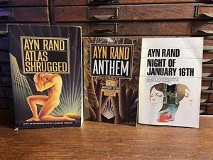Ayn Rand 3 Trade PB Book Lot Full Size: Atlas Shrugged Anthem Night January 16th - Picture 1 of 8