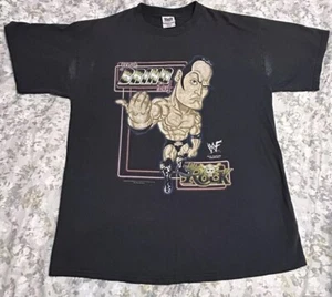 Vintage The Rock T Shirt XL Schwarz Y2k WCW WWF Selten Wrestling Rap Aop - Bild 1 von 10