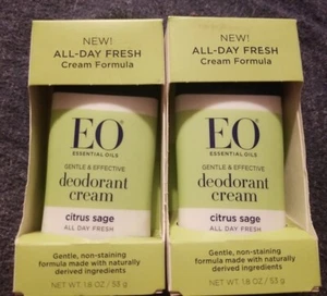 2 NEW EO Deodorant Cream Citrus Sage natural essential oils Aluminum free 1.8 oz - Picture 1 of 5
