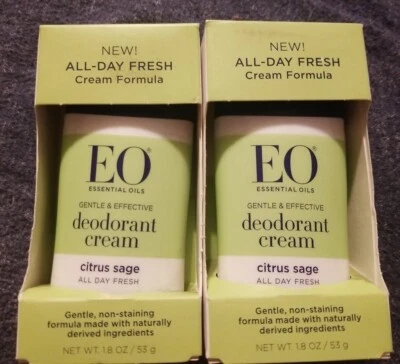 2 NUEVOS EO Crema Desodorante Salvia Cítrica Aceites Esenciales Naturales Libre de Aluminio 1.8 OZ Foto 1 de 4