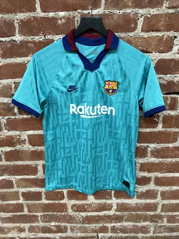 NIKE FC BARCELONA FCB Rakuten Soccer Shirt Youth XL Teal Cover