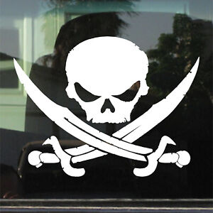 Pirate Skull And Swords Jolly Roger Custom Vinyl Sticker / Decal