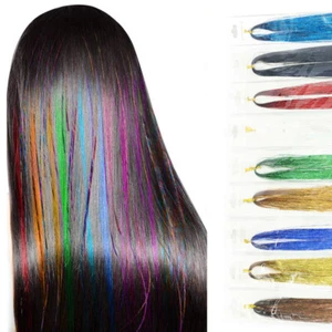 Sparkle Hair Tinsel Holographic Glitter Extensions Highlights False Hairstyli ∂ - Picture 1 of 29