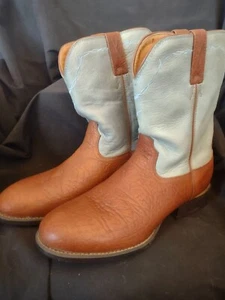 Men’s TWISTED X Brown Bullhide Blue Leather Western Short Boots Size 8 C - Picture 1 of 7