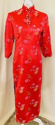 Vintage Original Chinese Silk Dress Red Size L - Image 1 of 4