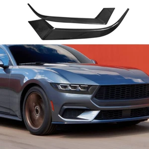 Carbon Fiber Front Headlight Eyelid Corner Trim For Ford Mustang 2024 2025 2026 - Picture 1 of 9