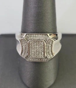 Real 10k White Diamond Ring White Gold Size 10 Mens Ring Genuine - Picture 1 of 7