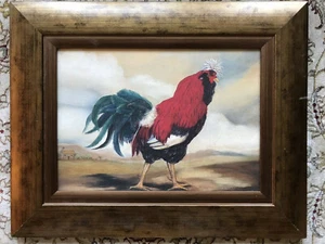 Antico gallo francese arte popolare di Alexandra Churchill su legno massello. Incorniciato - Foto 1 di 9