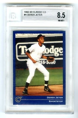 DEREK JETER~RARE POP 39~1992 CLASSIC C3 BGS-8.5 NM-MT+ 3x9 SUBS ROOKIE RC CARD#4 - Image 1 of 2