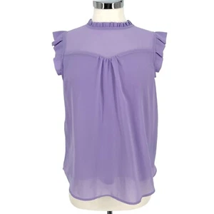 Monteau Lavendel Rüschen ärmellose Bluse lila Größe L - Bild 1 von 11