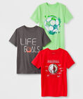 Boys 3-pk Short Sleeve T-Shirts Cat & Jack™ Baseball, Soccer, Basketball, Medium