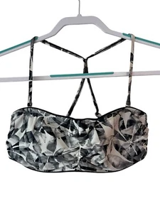 Athleta Women's Size 36B 36C Bikini Top Black White Floral Boho Abstract Support - Picture 1 of 6