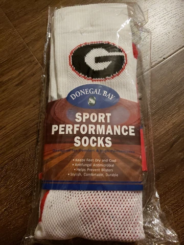 NCAA White University Georgia Bulldogs Sport Performance Crew Socks Donegal Bay Cover