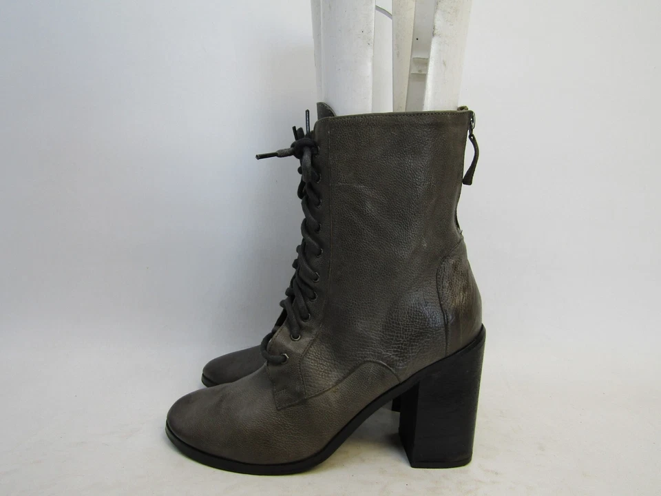 Botín botín Boutique 9 para mujer talla 10 M de cuero gris oscuro con cremallera y tacón con cordones Foto 1 de 4