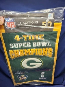 Traditions Banner 14x21 Green Bay Packer 4 Time Super Bowl Champions!!! - Picture 1 of 6
