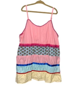 Vintage 00s Y2K Unfabulous Youth Girls 14 Pink Striped Tiered Tunic Top Dress - Picture 1 of 4