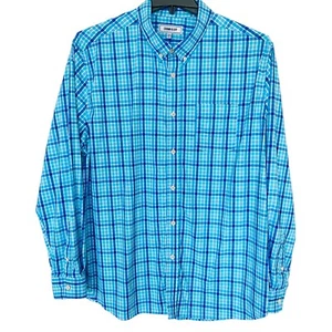 Crown & Ivy Mens Casual Shirt Size XXL Button Blue Plaid Long Sleeves Pocket - Picture 1 of 11