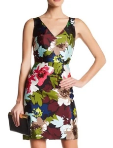 $348 Trina Turk Cosima Floral Print Silk + Sheath Dress Sz 12 Wedding Cruise NEW - Picture 1 of 11