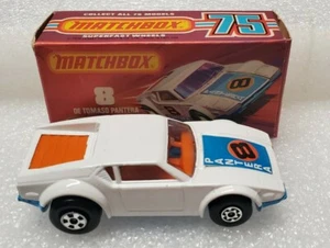 Vintage Matchbox SuperFast No 8 De Tomaso Pantera w/ sticker White Orange Box - Picture 1 of 6