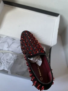 Alberto Fellini Black & Red Rhinestone Slip-on Dress Shoes Men's 7.5 US Tuxedo - Picture 1 of 4