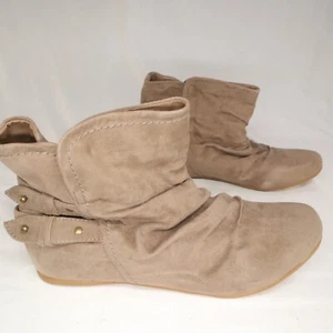 Call it Spring Womens 8.5 Booties Shoes Faux Tan Suede Slip on - Picture 1 of 10