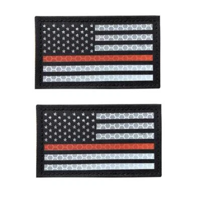 IR US AMERICAN FLAG RED LINE REVERSE LEFT RIGHT SHOULDER HOOK 2 PATCHES BADGE*K - Image 1 of 4