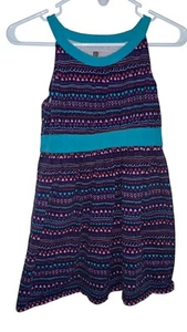Tea Collection Girls Sleeveless A Line Dress Sz 8 Navy Purple Blue Geometric - Picture 1 of 6