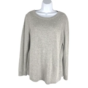 Suéter Talbots Mediano Imitación Perla Cuentas Gris Mezcla de Algodón Manga Larga Nuevo con Etiquetas TP-2160 - Imagen 1 de 9