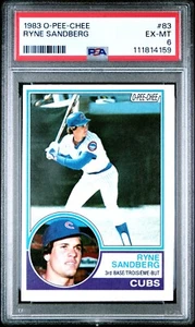 1983 O-Pee-Chee #83 Ryne Sandberg Rookie RC PSA 6 EX-MT Chicago Cubs HOF - Picture 1 of 3