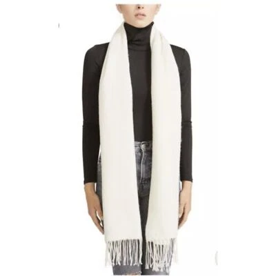 Steve Madden Nuevo con Etiquetas Color Bloqueo Leopardo Bufanda Manta Flecos Blanco Sólido Marfil Nuevo Foto 1 de 4