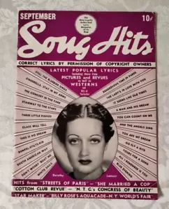 Song Hits Entertainment Magazine September 1939 Dorothy Lamour Vintage Lyrics - Picture 1 of 7
