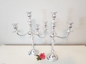 1930's Pair of Prelude Sterling Silver 3 Light Convertible Candelabras N 324-1 - Picture 1 of 15