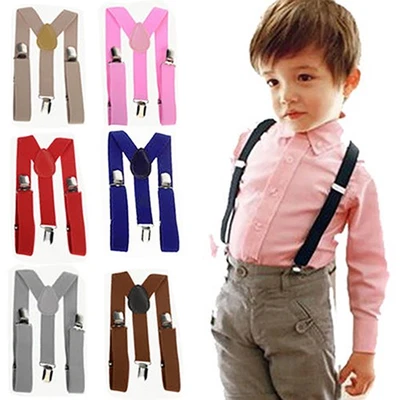 bretelle bretelle bambini per pantaloni elastiche schiena a Y clip regolabili larghezza 25 mm- - Immagine 1 di 4