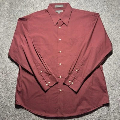 Camisa de Vestir Croft and Barrow Para Hombre L 16.5 Granate Mangas Largas Abotonada Clásica Foto 1 de 4