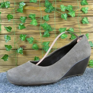 Zapatos de tacón de cuña Clarks artesanales de gamuza topo para mujer talla 7,5 cómodos - Imagen 1 de 6