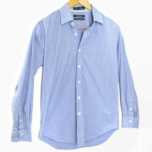 Saks Fifth Avenue Calce Ajustado Talla 15.5 15 1/2 Cuadros Azul Moderno Para Hombre - Imagen 1 de 5